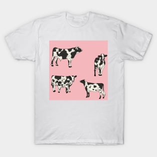 Holstein Cows Pattern Pink T-Shirt